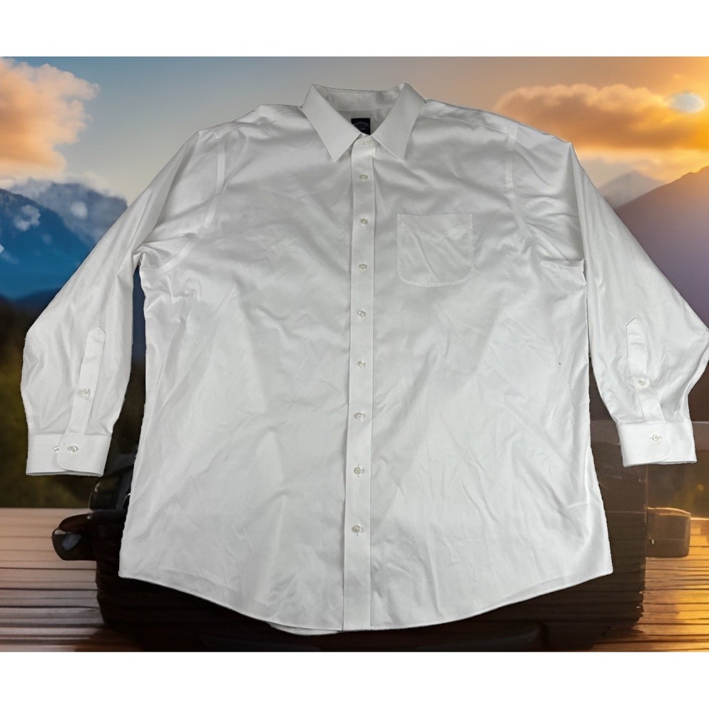 Brooks Brothers Mens White Pinpoint Oxford Dress Shirt 19-36/37  office business